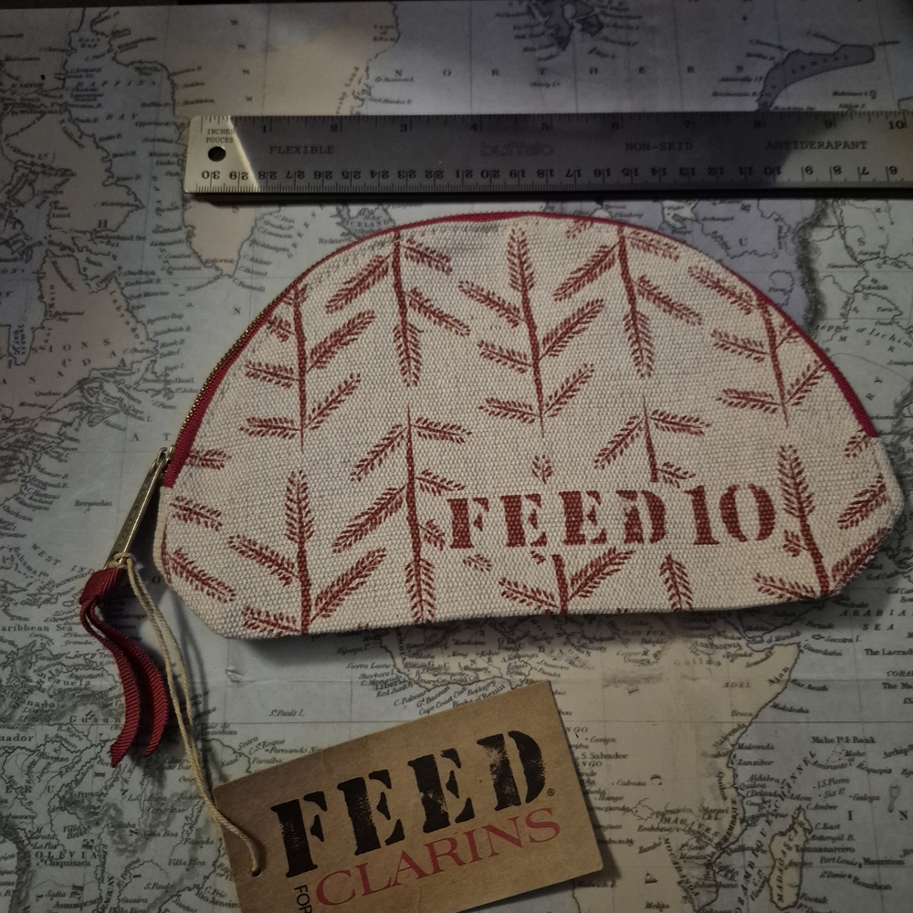 Feed X Clarins Red and Cream Cosmetic Bag
